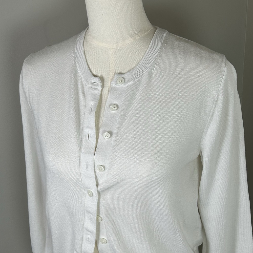 Madewell Button-Front Cardigan in 100% Cotton - White New - Picture 3 of 11